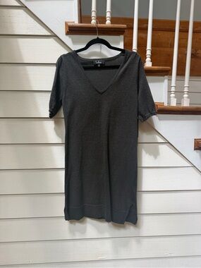 Lulus Dark Gray V-Neck Short Sleeve Dress